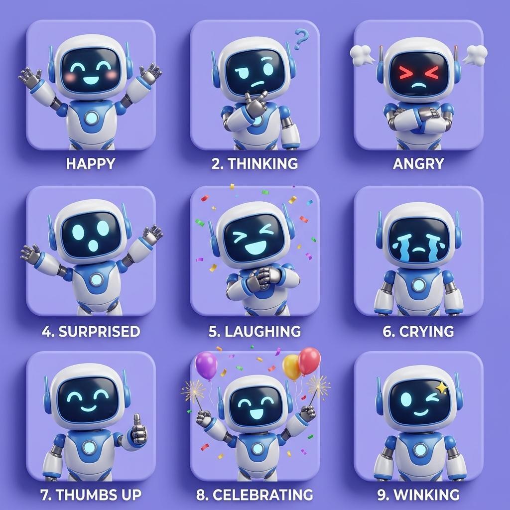 Set aus konsistenten 3D Emoji-Reaktionen